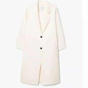 Never worn Mango Unstructured Oversized Wool Blend coat - XS/S - Ivory/Blush